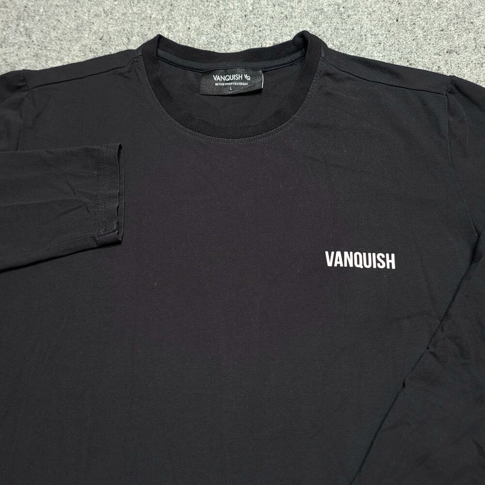 Vanquish Fitness Shirt Mens Large Black Essential Slim Long Sleeve Performance
